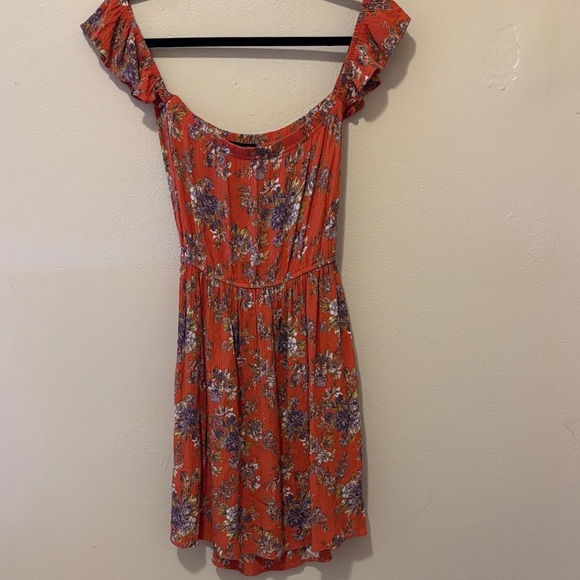 American Eagle Outfitters Orange Floral Mini Dress - Picture 1 of 1